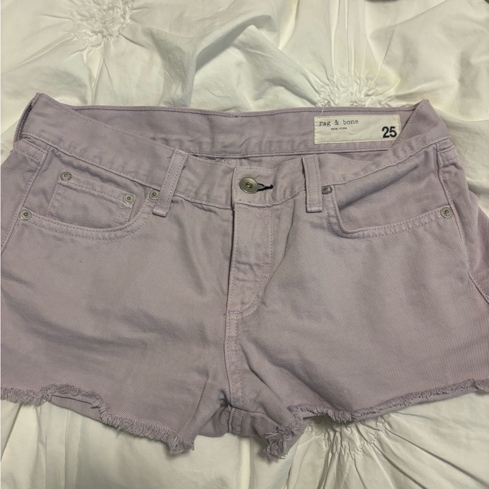 Rag & Bone Purple Jean Shorts Frayed Hem